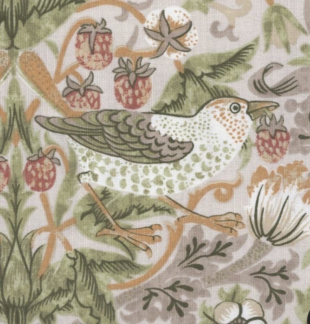 William Morris & Co Bird Strawberry Thief Shower Curtain Green Golden Yellow